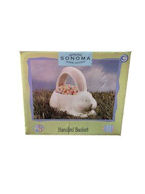 Ceramic Sonoma Home Goods Handled Bunny Rabbit Basket